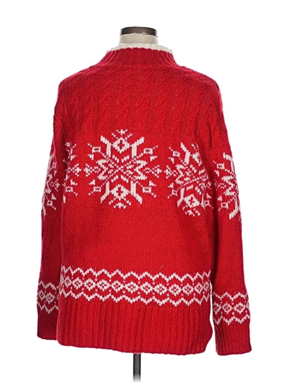 Talbots Fair Isle Snowflake Mock Neck Sweater - Picture 3 of 8